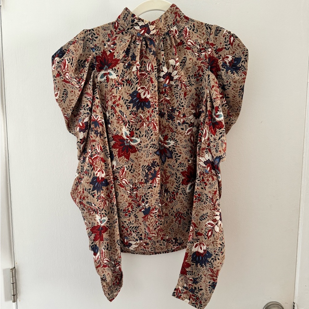 70s inspired balloon sleeve blouse